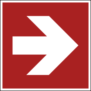 Red Direction Arrow Sign (90° Angle, ISO 7010)